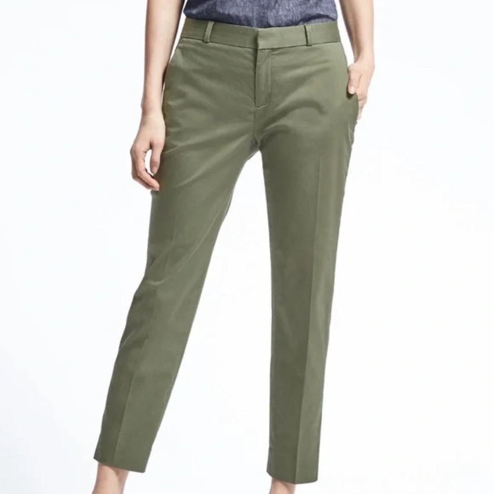 Banana republic women Avery green pant trousers petite 00 cropped ankle workwear